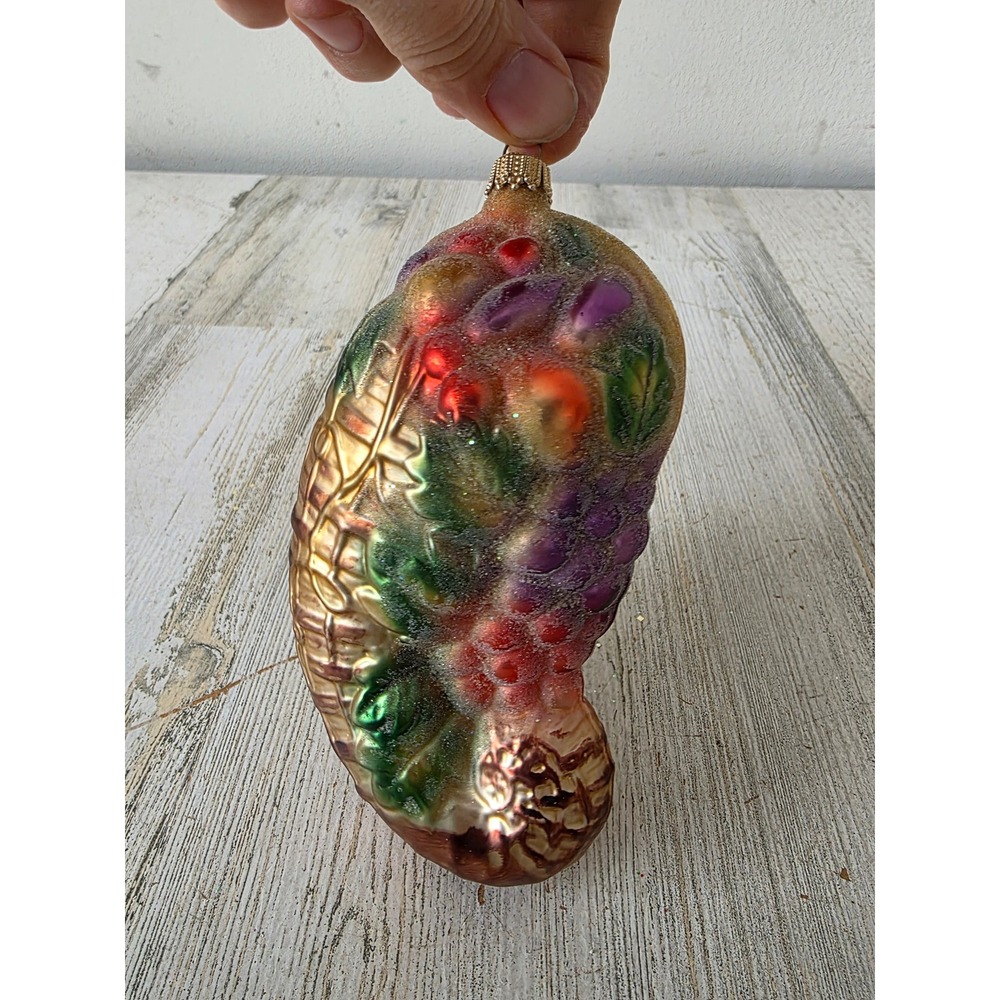 Vintage Germany cornucopia glass ornament glitter sugared Thanksgiving Xmas tree